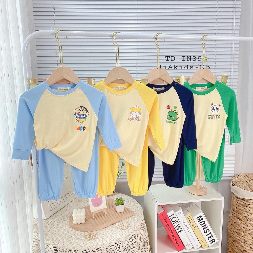 Bộ Quần Áo Dài Tay MINKY MOM Thun Lạnh cho Trẻ Em, Bé Trai Bé Gái In Hình Dễ Thương vải mềm mịn thoáng mát TD50