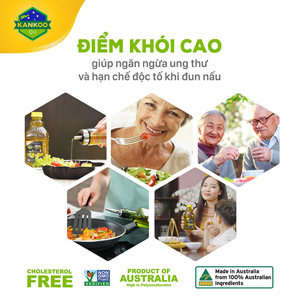 Dầu ăn Ôliu hạt cải chiên xào KANKOO loại 1 lít - Dầu ăn nhập khẩu Úc - chiên xào, trộn Salad, nêm món ăn dặm rất tốt