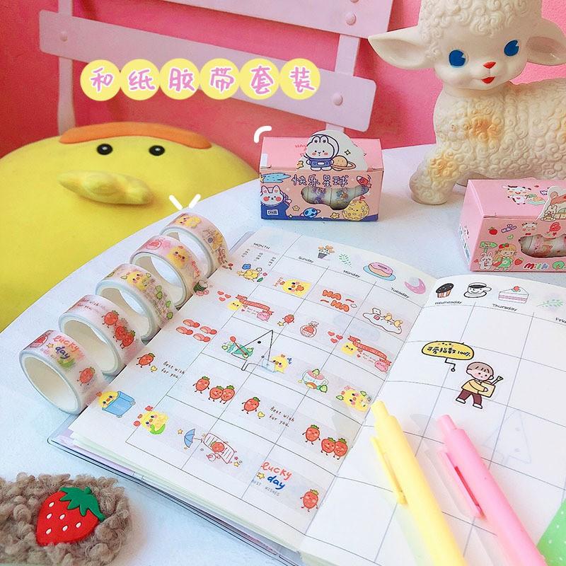 Hộp 5 cuộn washi tape nhám dễ thương nhiều mẫu - Set 5 cuộn washi nhũ siêu xinh - Corgi Shop