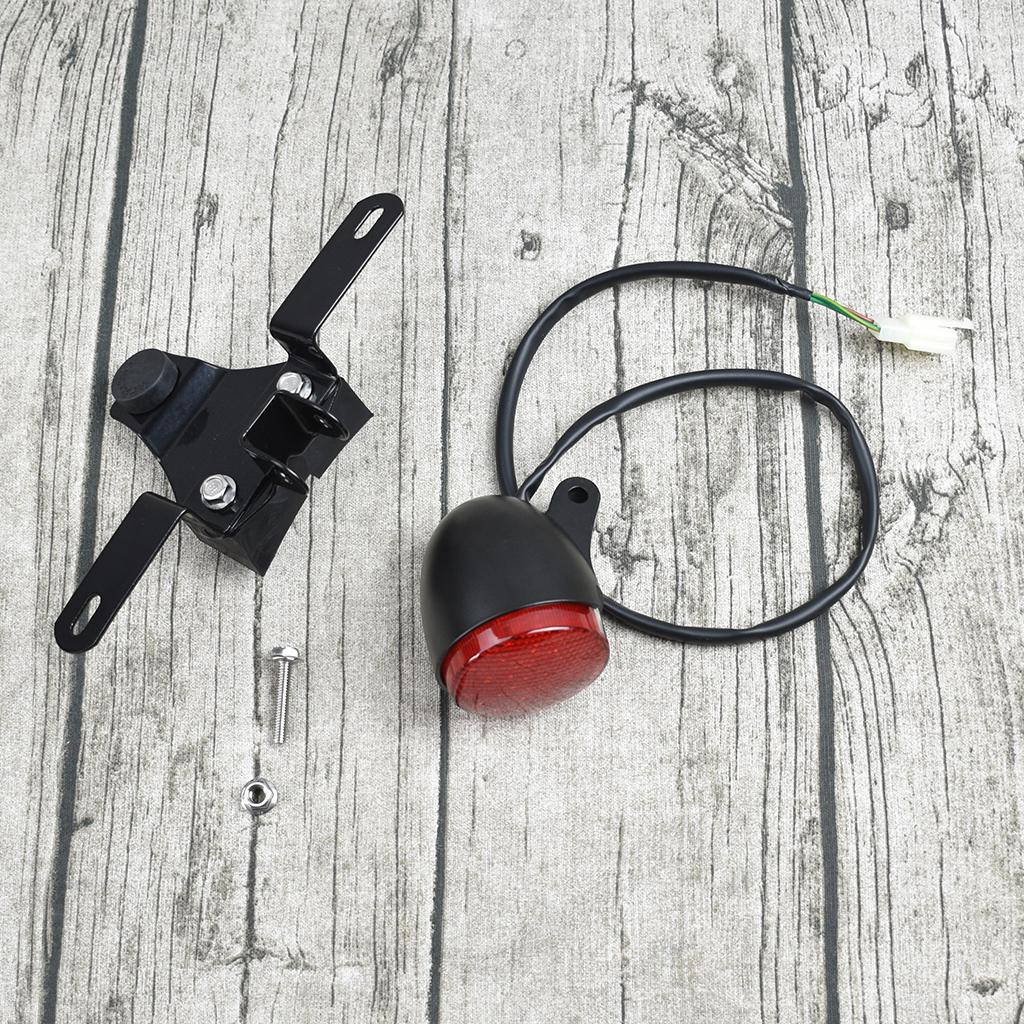 1pc Motorcycle Round Tail Lights Brake Stop Running Light License Plate Holder