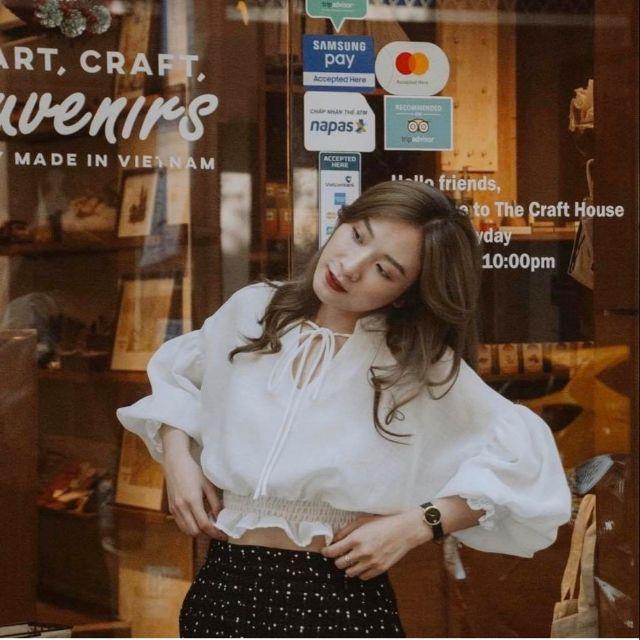 ÁO CROPTOP TAY BỒNG CHE KHUYẾT ĐIỂM KÈM BO EO CO GIÃN - CHENTOP A - 0005