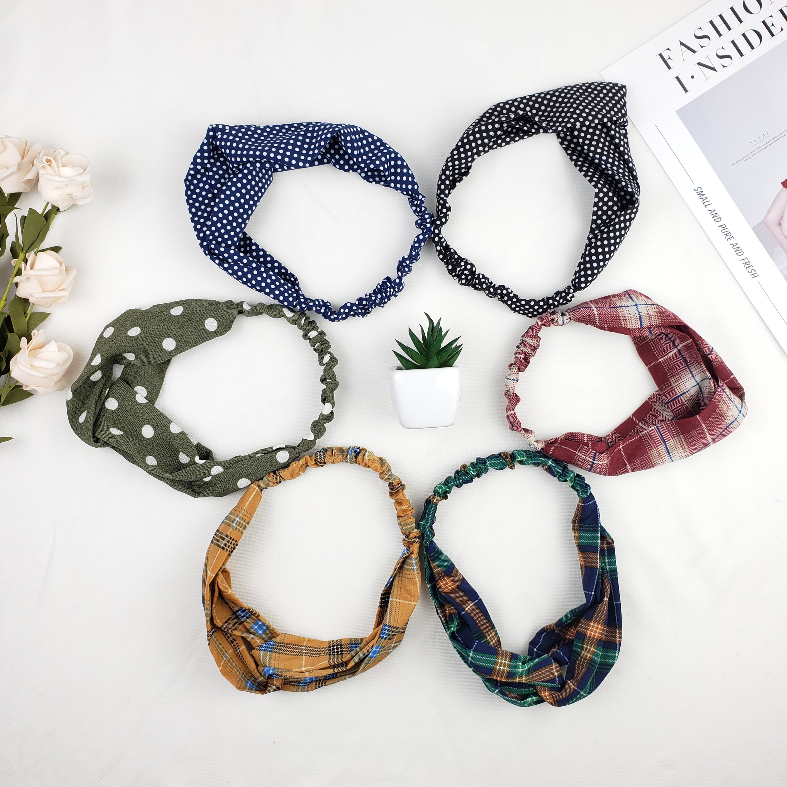 Combo 4 Cái Băng Đô Turban Rửa Mặt Đi Chơi Nhiều Họa Tiết Giao Màu Ngẫu Nhiên