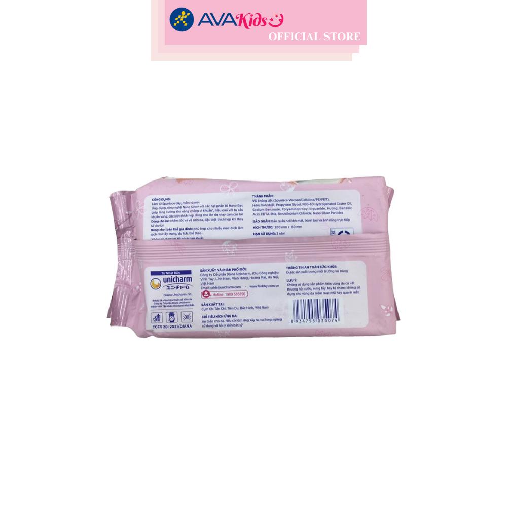 Combo 2 khăn ướt Bobby dịu nhẹ cho da nhạy cảm hương thơm nhẹ nhàng gói 100 miếng