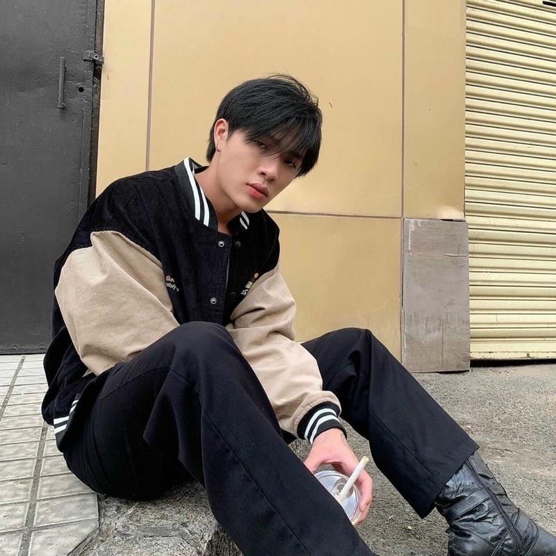 Áo Bomber Nhung Gân Bee Bê Form rộng Unisex Nam Nữ