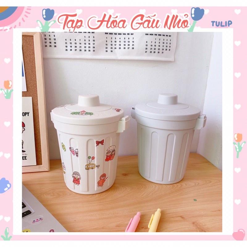 Thùng rác để bàn có nắp Thùng rác mini để bàn tiện lợi đựng giấy vụn bút đồ dùng học tập Hộp rác để bàn Hộp rác mini