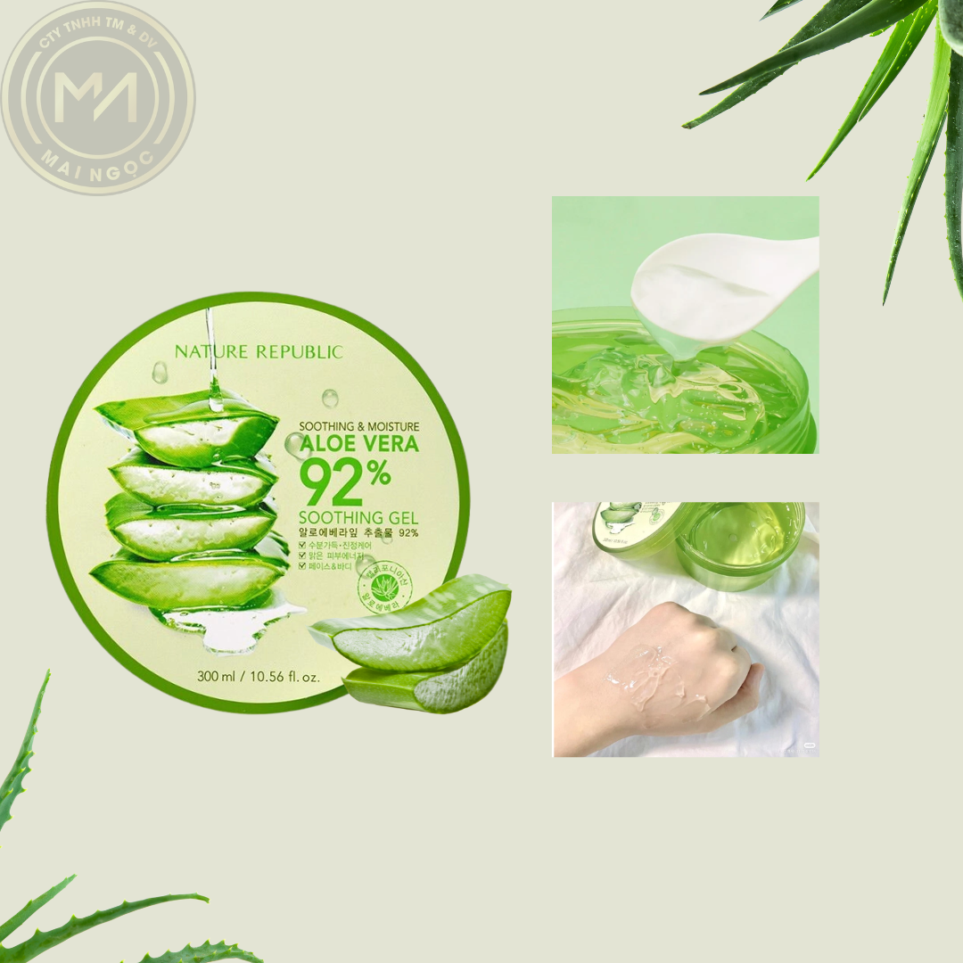 Gel Dưỡng Ẩm Tối Ưu Từ Nha Đam Nature Republic Aloe Vera 92% 300ml ( hàng chính hãng, có tem phụ )