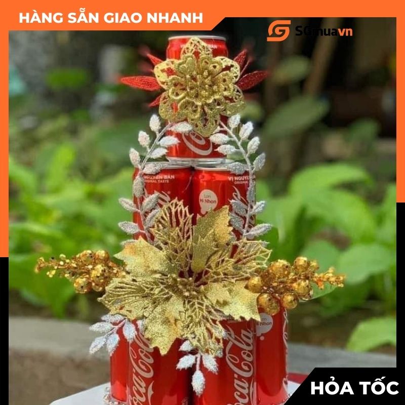 Cành sung nhũ kim tuyến trang trí giáng sinh Set Tài lộc mâm quả