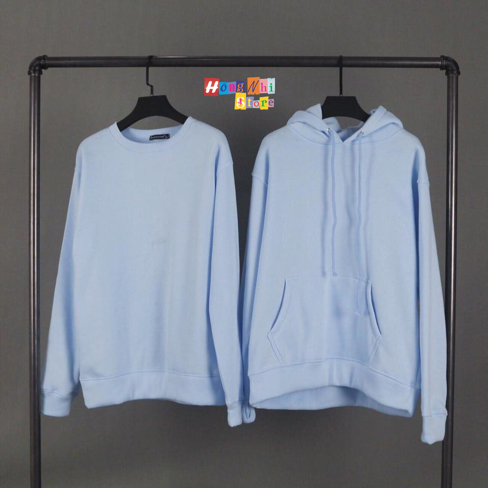 Áo Sweater Trơn Chất Nỉ Lót Bông Màu Xanh Dương - Sweater Unisex - MM