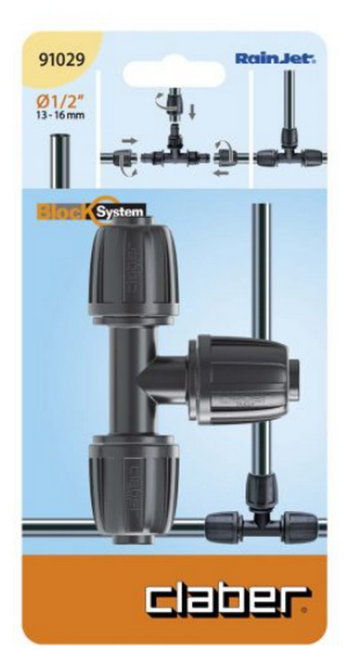 Tê nối Claber ống 1/2" khớp nối ren vặn 91029