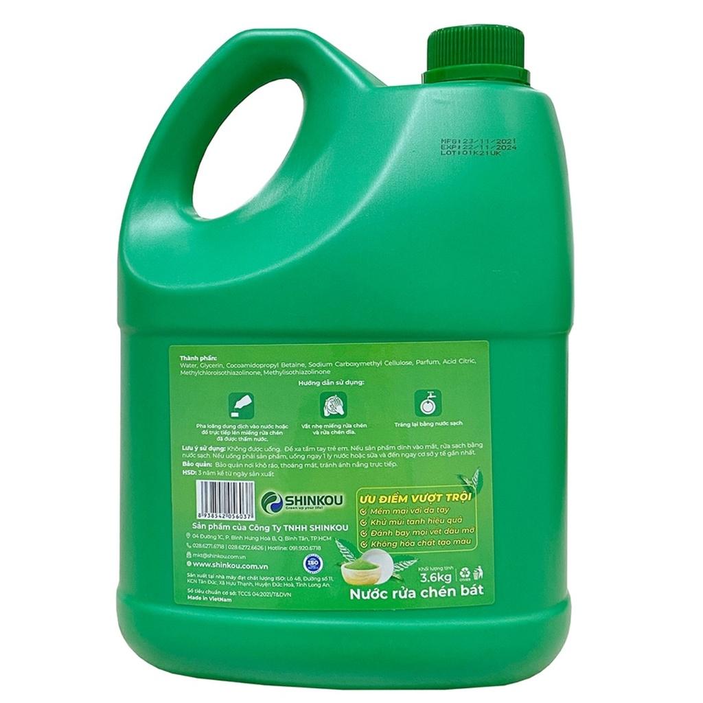NƯỚC RỬA CHÉN SENZAI VINA CAN LỚN 3.6KG, HƯƠNG CHANH TƯƠI/TRÀ XANH, SẢN PHẨM CHẤT LƯỢNG NHẬT BẢN
