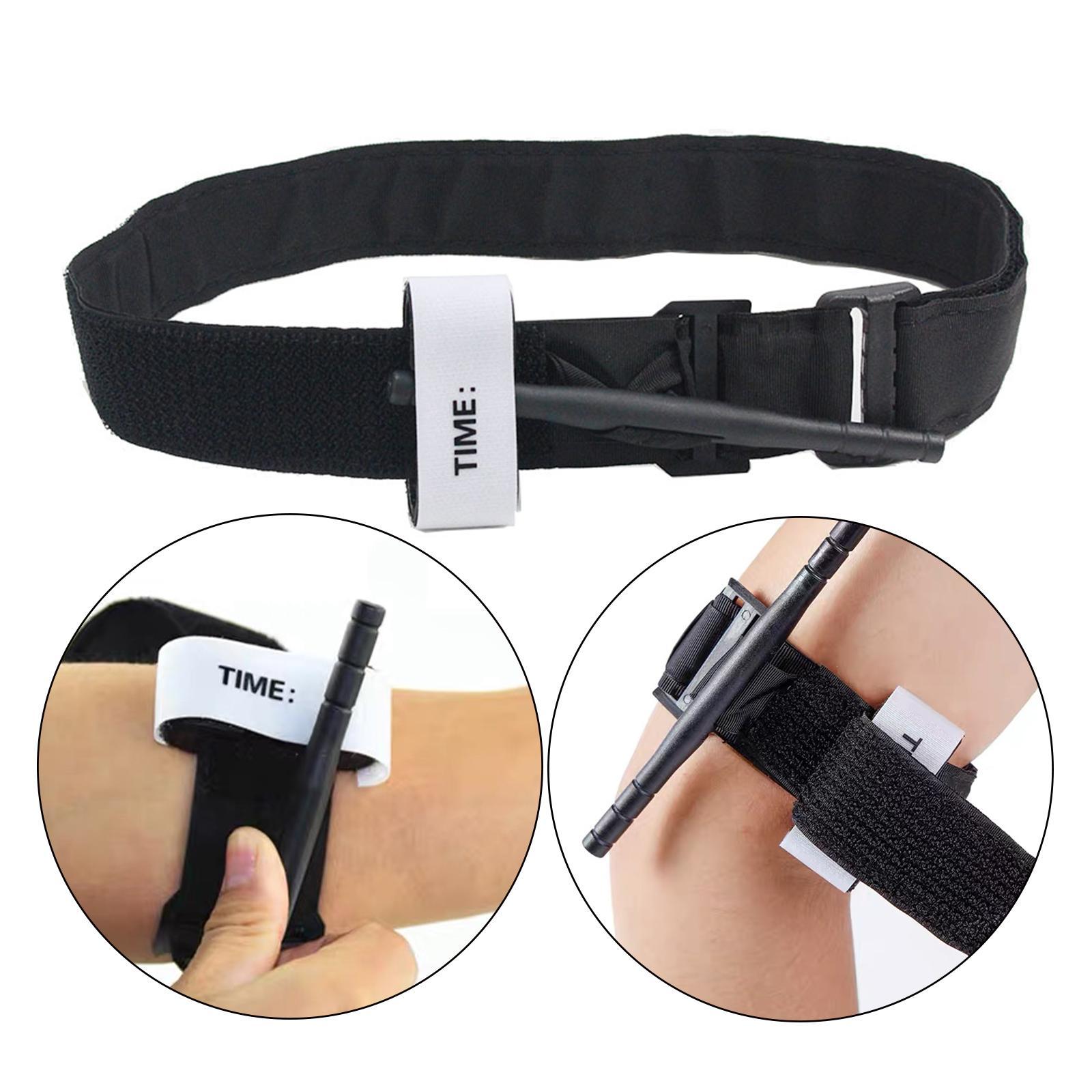 Emergency Tourniquet Outdoor Equipment Single Handed Operation First Aid Kit for Fishing Camping Time Stamp Hemostatic Bandage Black