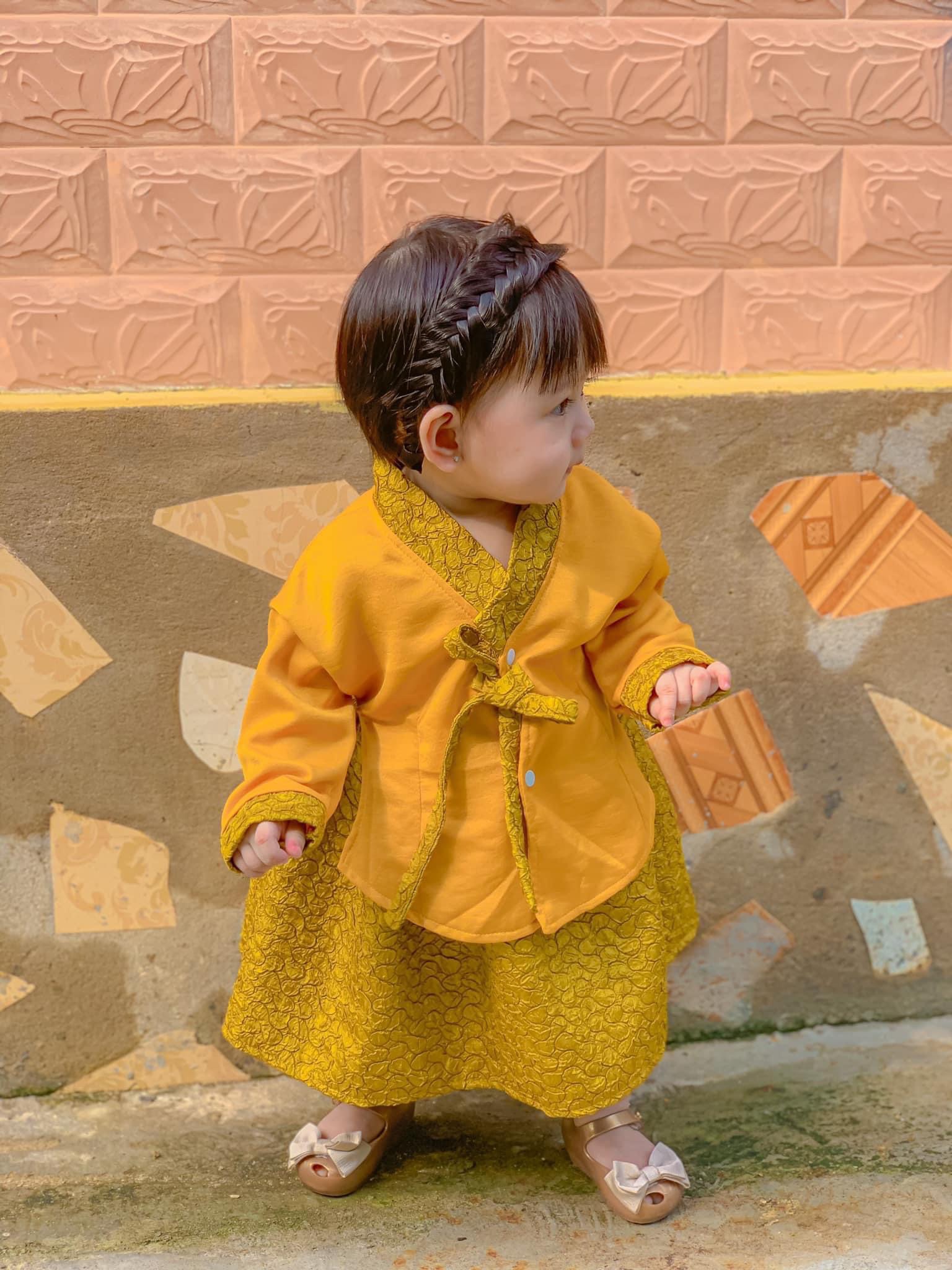 Váy Hanbok Rời Cho Bé Gái 3 Đến 18kg Chất Lụa Ướt Phối Linen V066