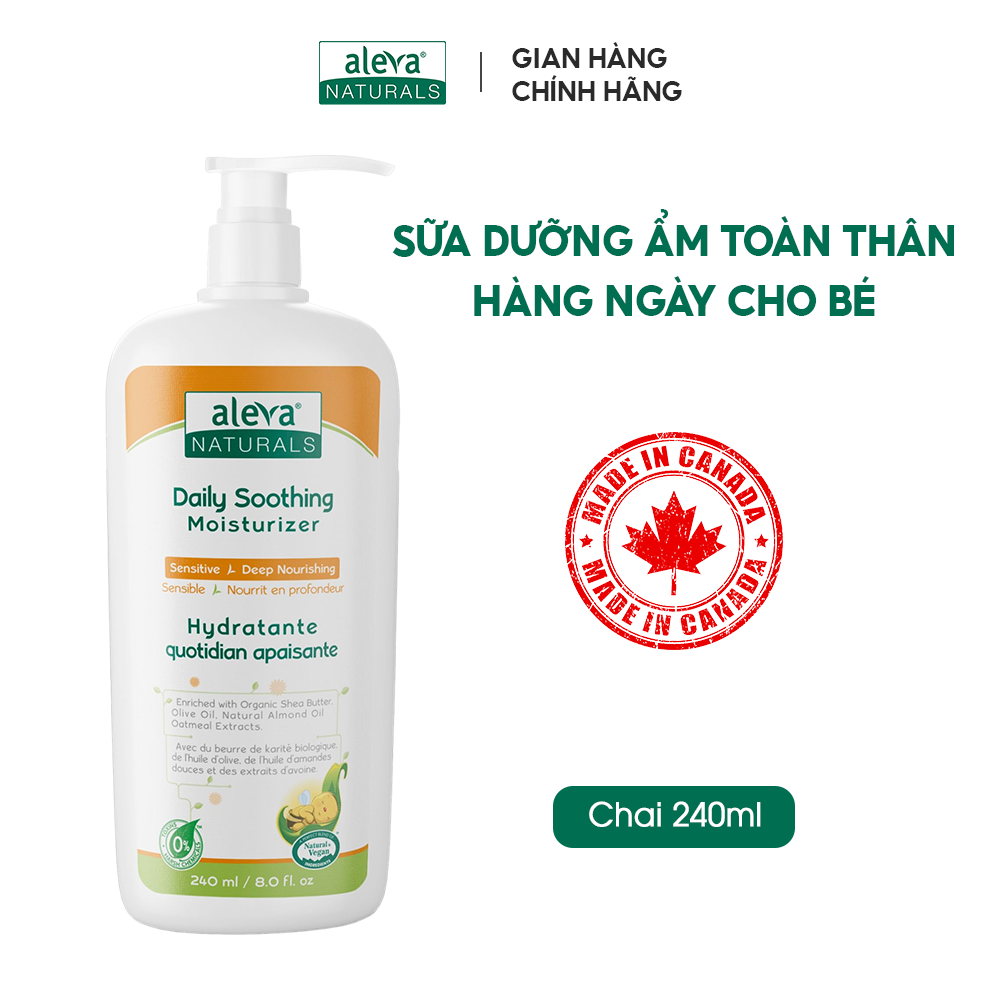 Sữa dưỡng thể cho bé giúp làm mịn da, giảm ngứa ngáy Aleva Naturals (chai 240ml/60ml)