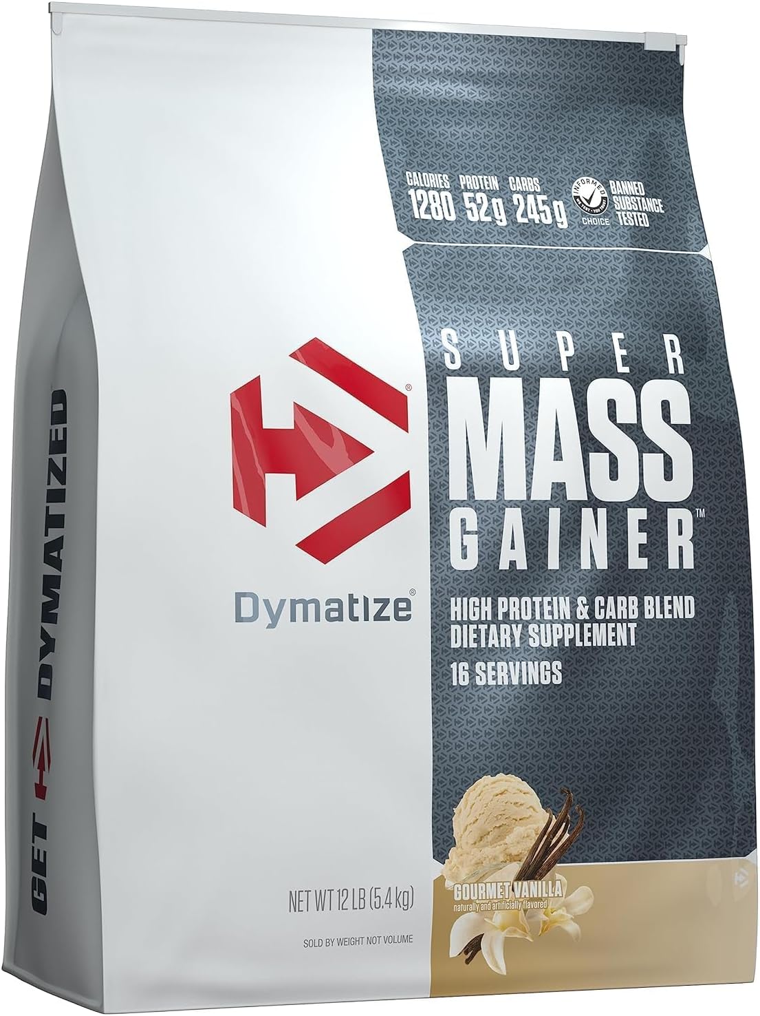 Dymatize Super Mass Gainer 5.4Kg (12Lbs),Sữa Tăng Cân Tăng Cơ, Bổ Sung 1280 Calo, 52G Protein và Vitamin Khoáng Chất