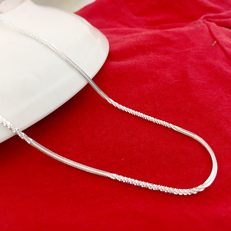 Dây chuyền nữ Bạc Quang Thản, vòng đeo cổ nữ kiểu lụa xù độ dài 48cm chất liệu bạc thật không xi mạ phù hợp đeo cho mọi lứa tuổi - QTVCNU13