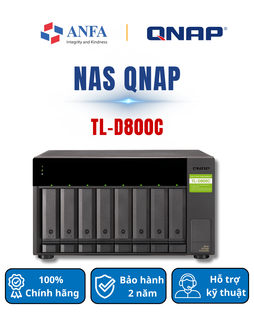 Thiết bị lưu trữ Nas QNAP, Model: TL-D800C-Hàng chính hãng