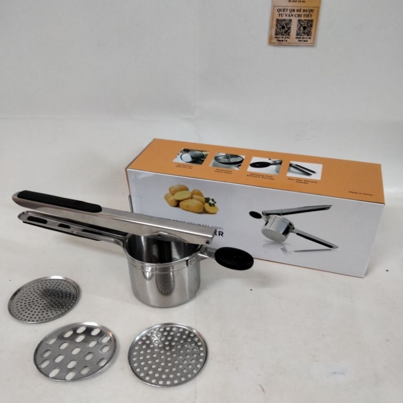 Dụng cụ nghiền khoai tây, ép củ quả, làm bún mì, chả cá... 3 vỉ khuôn