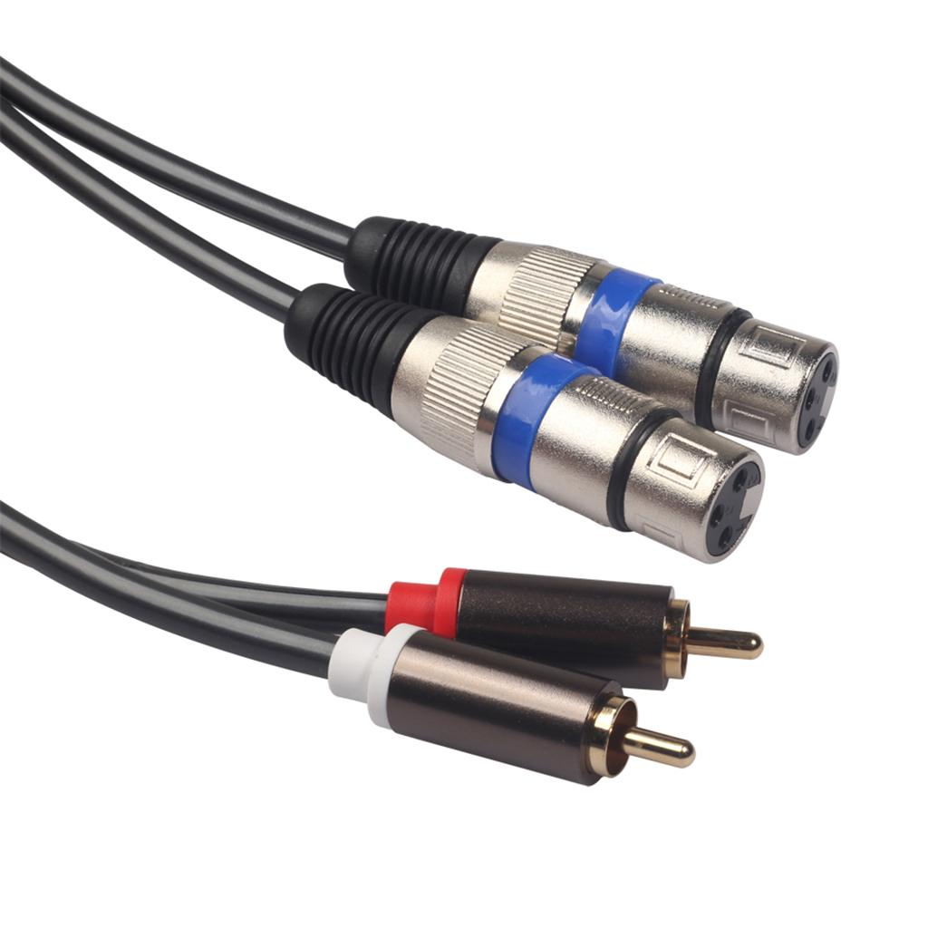 2RCA Nam Để 2XLR Nữ Stereo Âm Thanh Micro Tai Nghe Khuếch Đại Dây Cáp