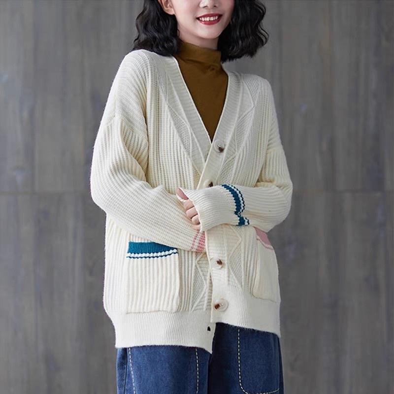 Áo len cardigan nữ pha màu cá tính, áo khoác len nữ hàng quảng châu