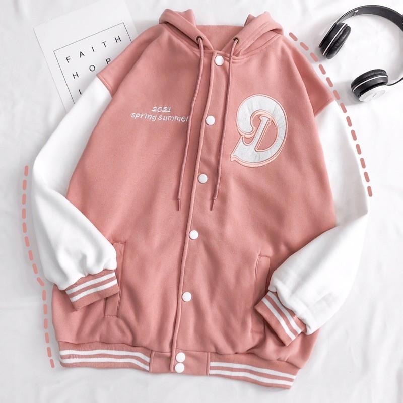 Áo khoác form rộng phối nón BOMBER SPRING ulzzang (Ảnh thật)