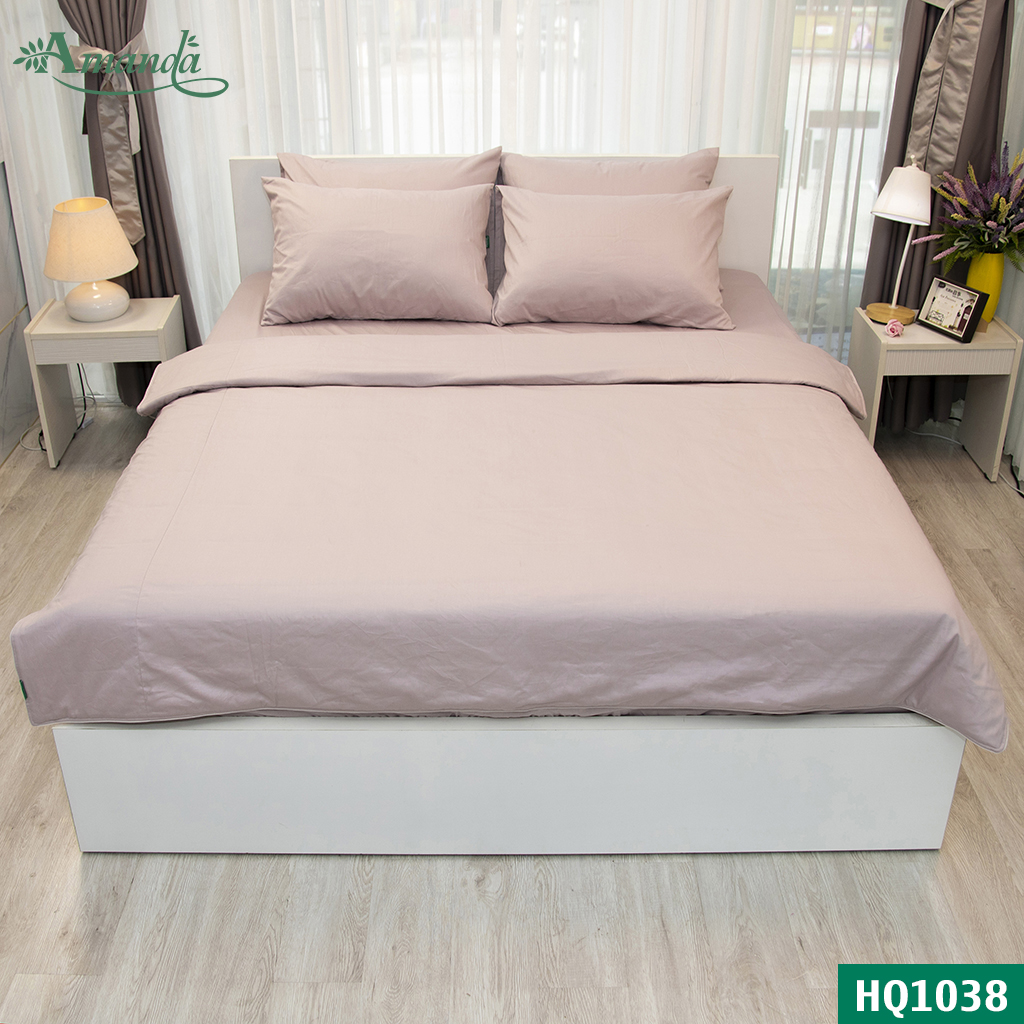 Áo gối nằm 50*70cm Amanda, HQ1038 100% cotton lụa satin Hàn Quốc màu trơn, vải không có rút sau khi giặc