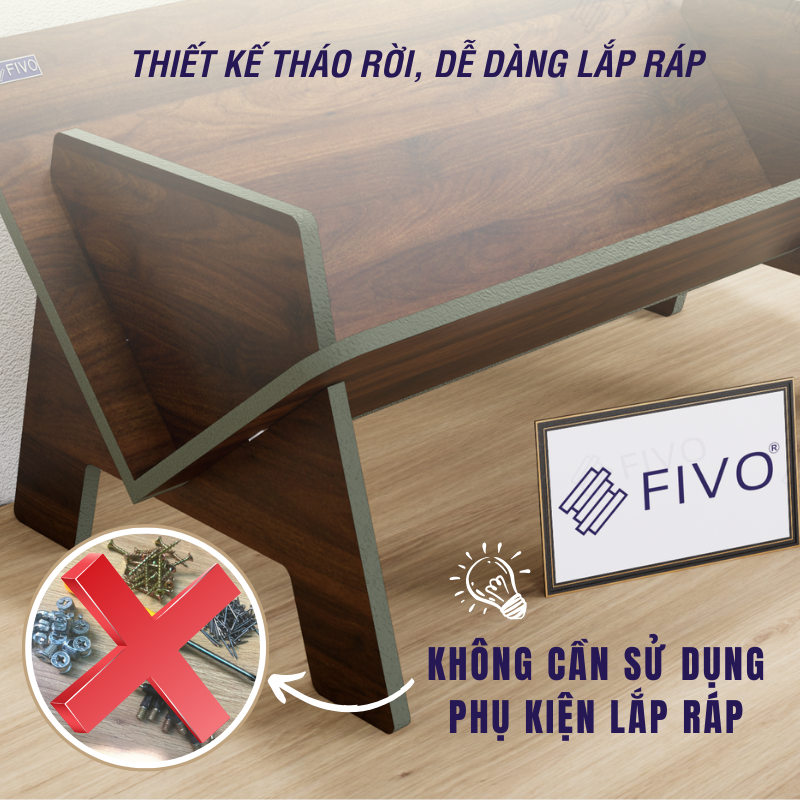 Kệ Sách Gỗ Để Bàn Làm Việc FB29 FIVO, Lắp Ráp Dễ Dàng Không Cần Phụ Kiện, Thiết Kế Hình Chữ V Tiết Kiệm Không Gian