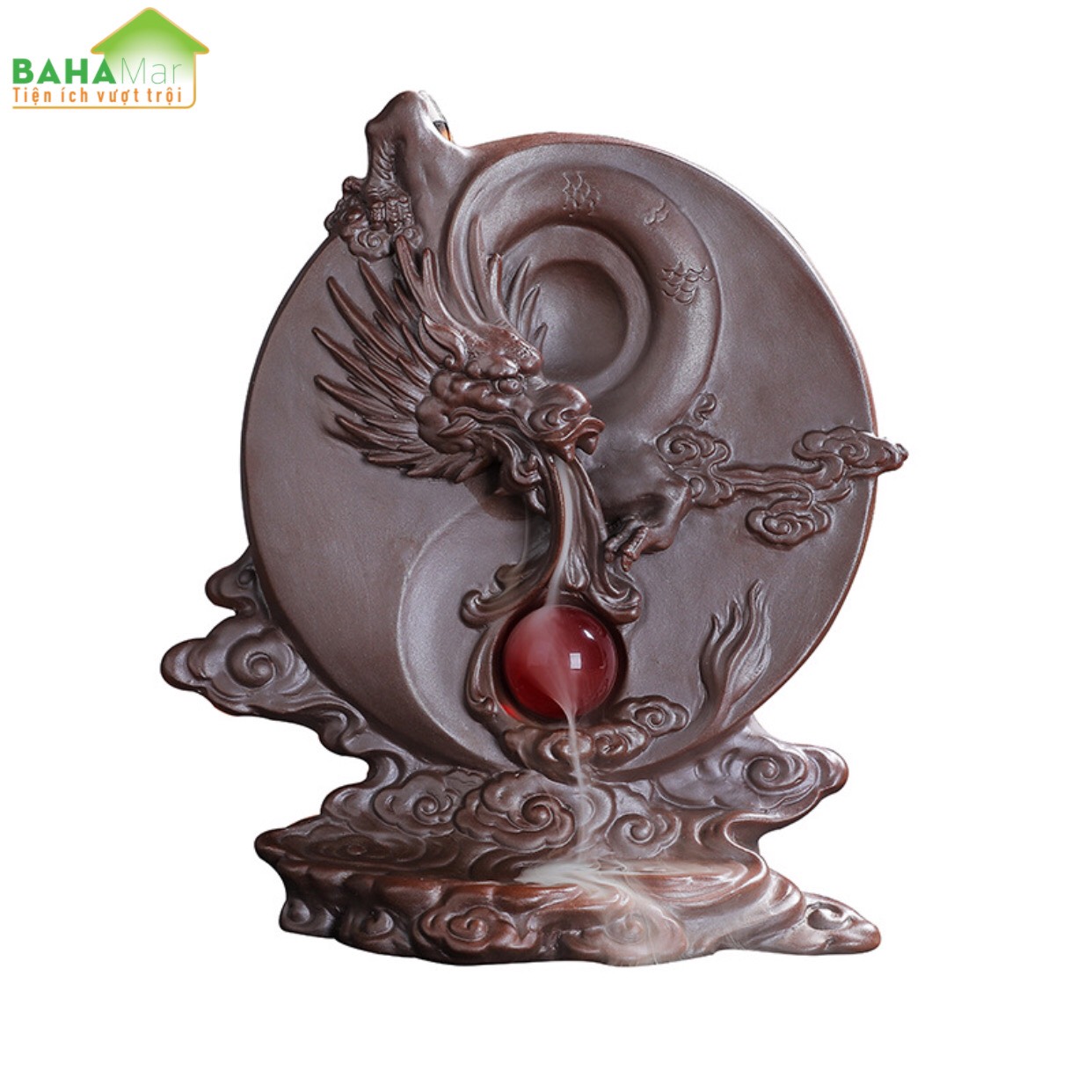 LƯ HƯƠNG TRẦM THỔI NGƯỢC RỒNG MAY MẮN THẢ NGỌC "BAHAMAR" Sáng tạo vẻ đẹp với phong cách điêu khắc, thú vị và hấp dẫn.