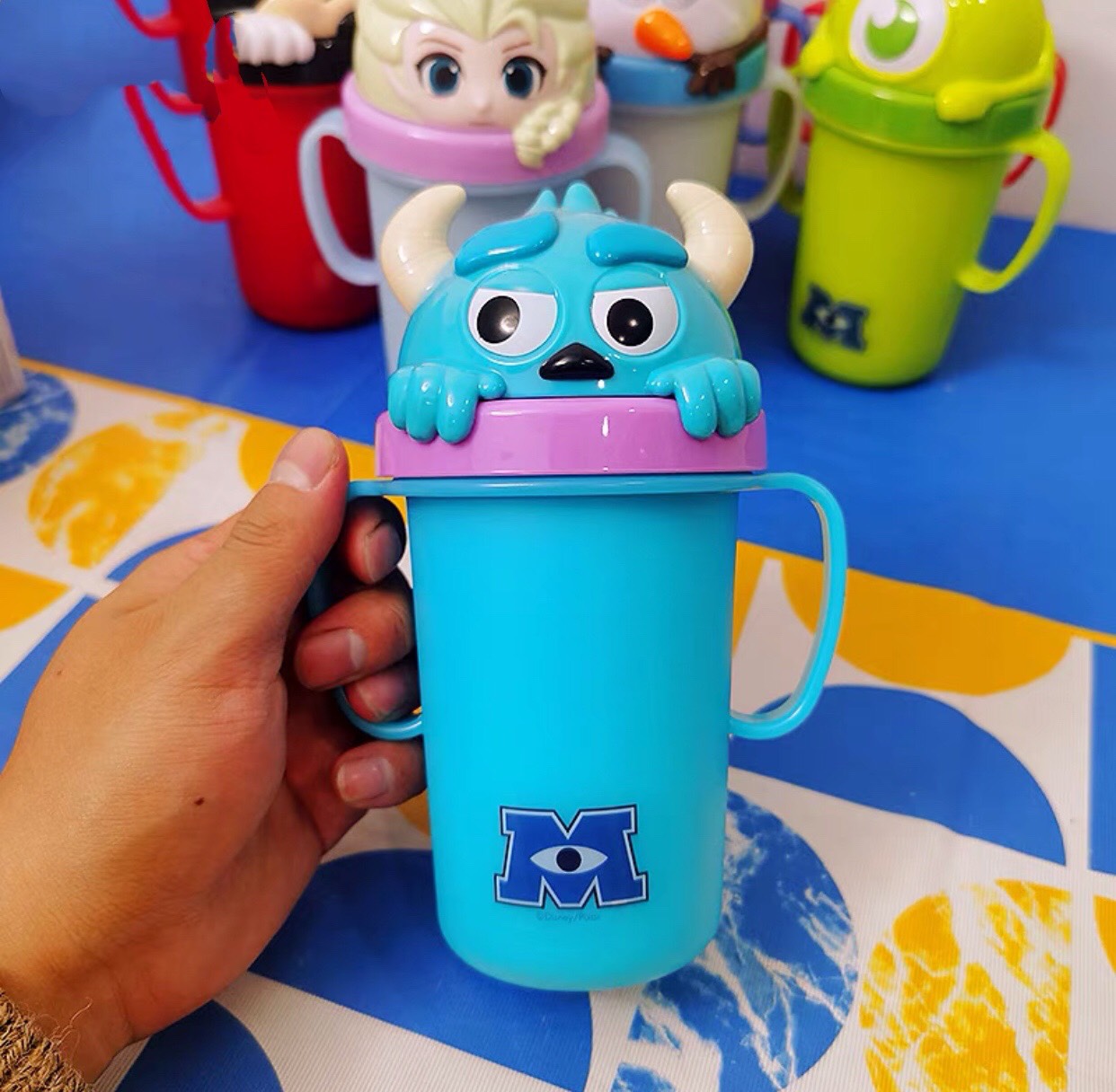 Bình tập uống có 2 tay cầm kèm inox giữ nhiệt hình Sulley siêu cute cho bé trai - PDA20218-M