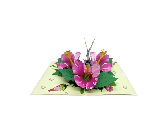 F15 -  Thiệp 3D Chim Ruồi &amp; Hoa Hồng Dâm Bụt – Pop Up Card Viethands Giftshop