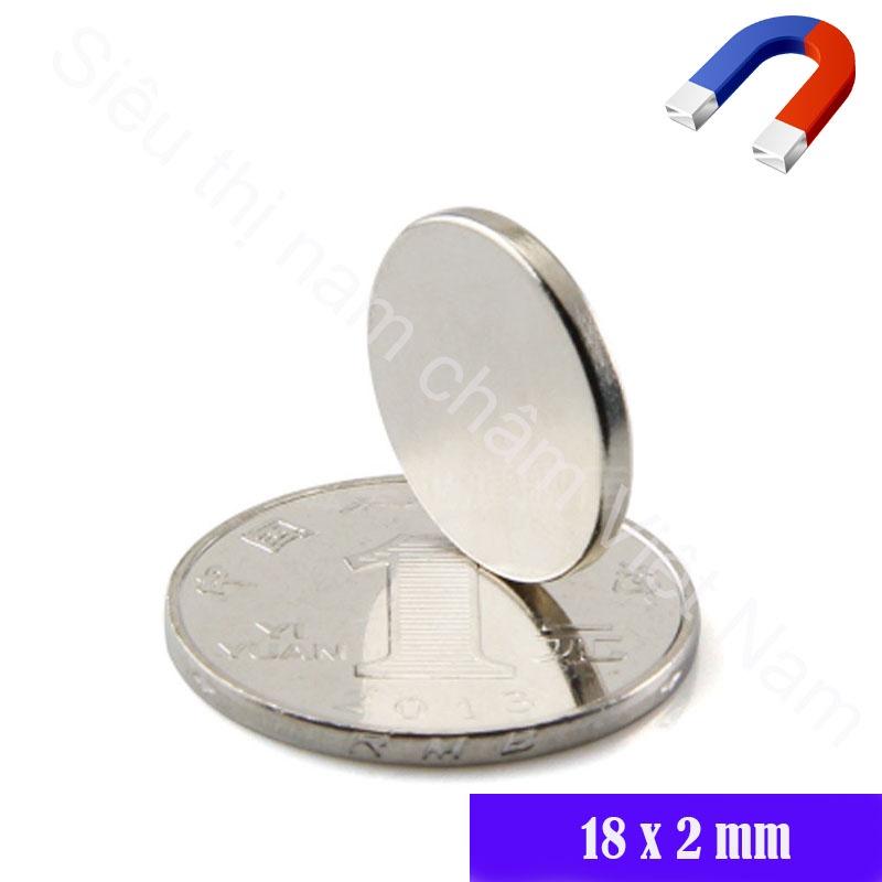 10 Viên Nam châm trắng 18x2mm, nam châm đất hiếm siêu cường