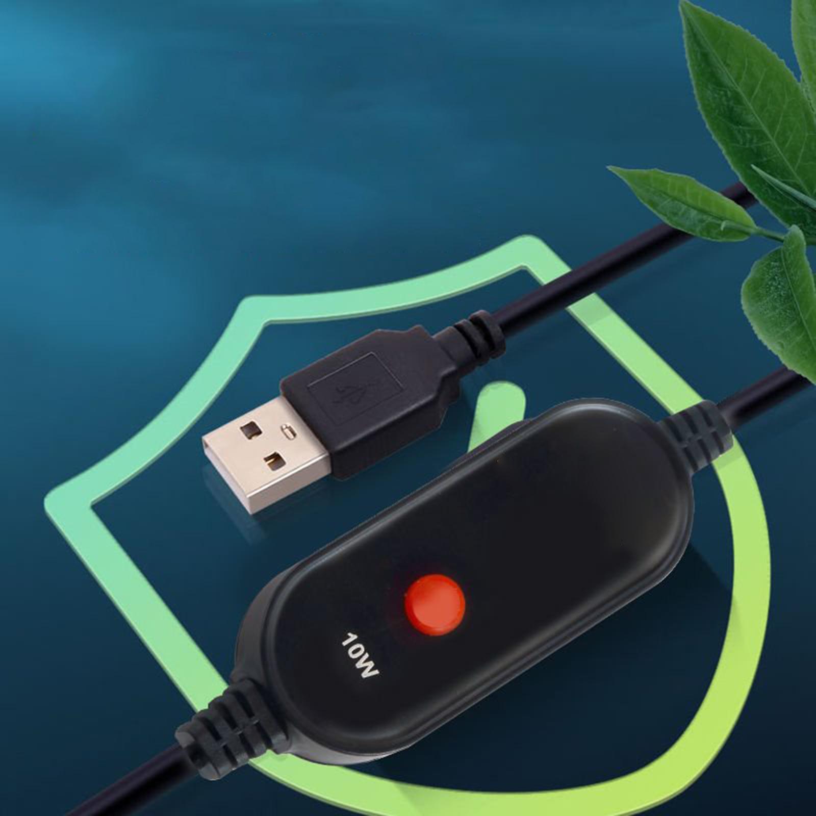 Mini Aquarium Heater Adjustable USB Heating Rod Submersible Thermostat