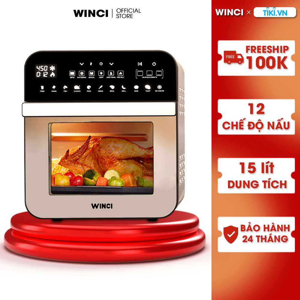 Nồi chiên không dầu Winci AF528T, Dung tích 14.5 Lít, Hàng chính hãng. Tặng bộ Dao Winci 5 món