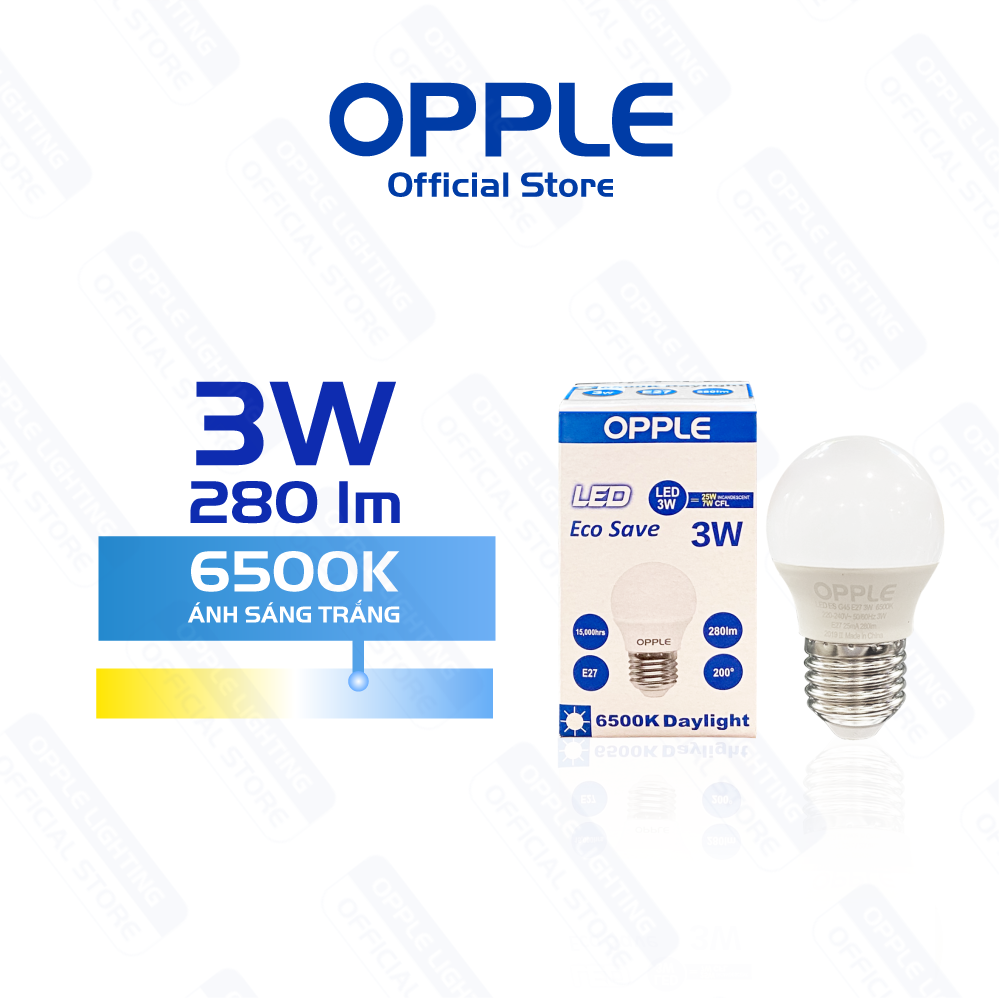 Bóng Đèn OPPLE LED Bulb Eco Save G45 E27 3W Ánh Sáng Trắng 6500K - Sáng Hơn Theo Cách Tiết Kiệm Hơn