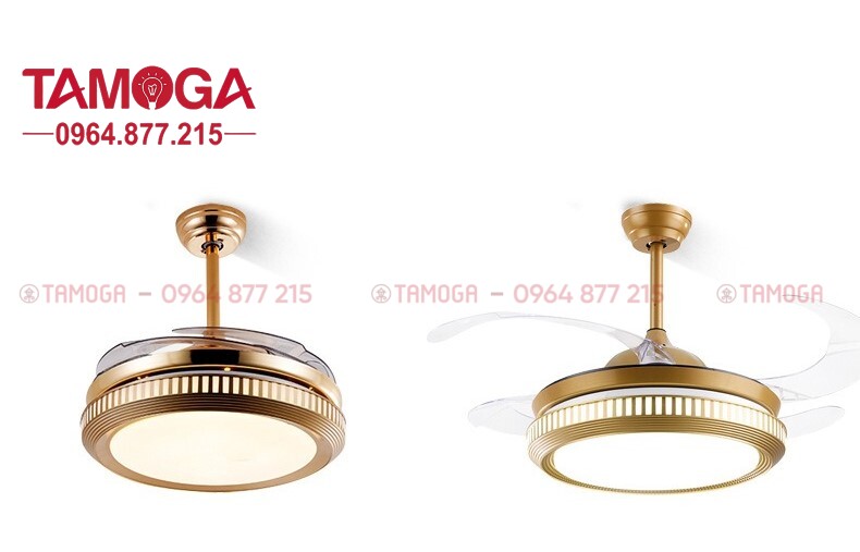 Đèn quạt trần hiện đại, quạt trần có đèn TAMOGA 8719 Động cơ 6 số + Tặng kèm điều khiển từ xa HÀNG CHÍNH HÃNG