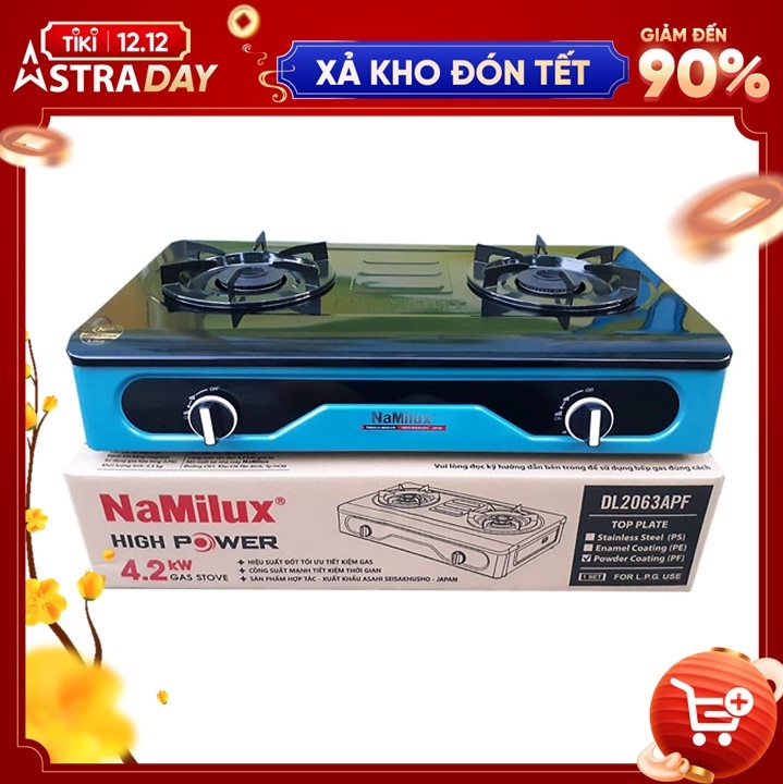 Bếp gas đôi cao cấp mặt men Namilux DL2063APF Hàng chính hãng