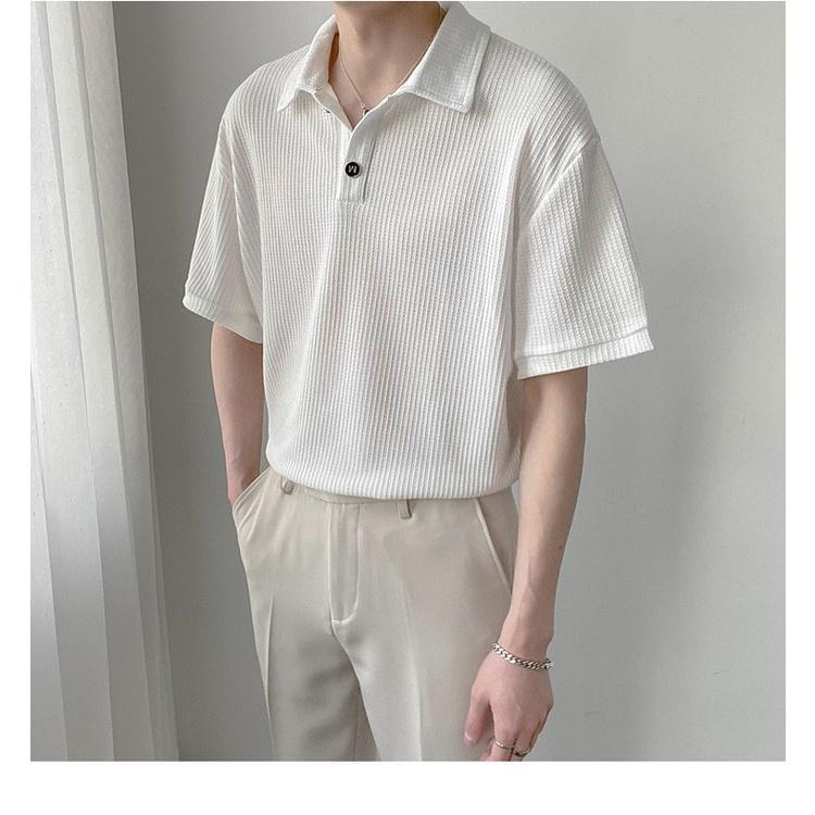 Áo Polo Hole chất cotton tổ ong cao cấp unisex trơn thun nam, ngắn tay cực sang trọng, form rộng unisex, dáng Hàn