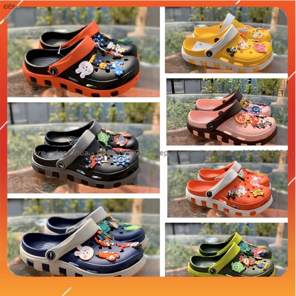 Dép Cross Unisex Tặng 4 sticker - Dép nhựa nữ đi mưa siêu nhẹ sẵn 10 màu (Form nhỏ) IDEP- SL013