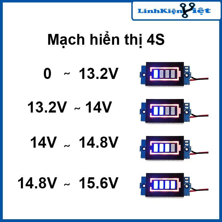 Mạch hiển thị mức năng lượng pin 1S / 2S / 3S / 4S đo dung lượng pin, acquy