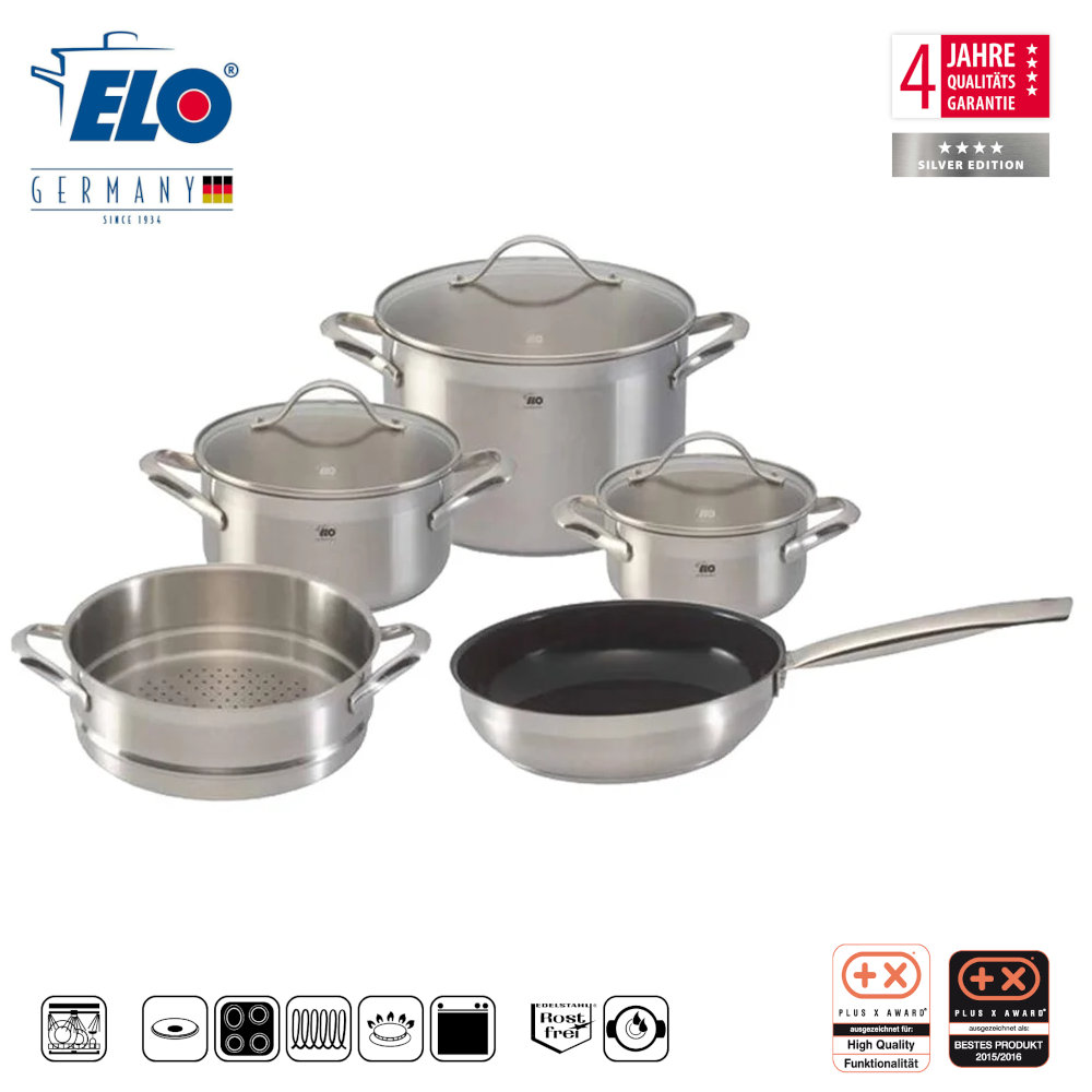 Bộ 5 nồi Inox thân đúc ELO Zurich Premium tặng 1 đồ chơi chó cao su Skye