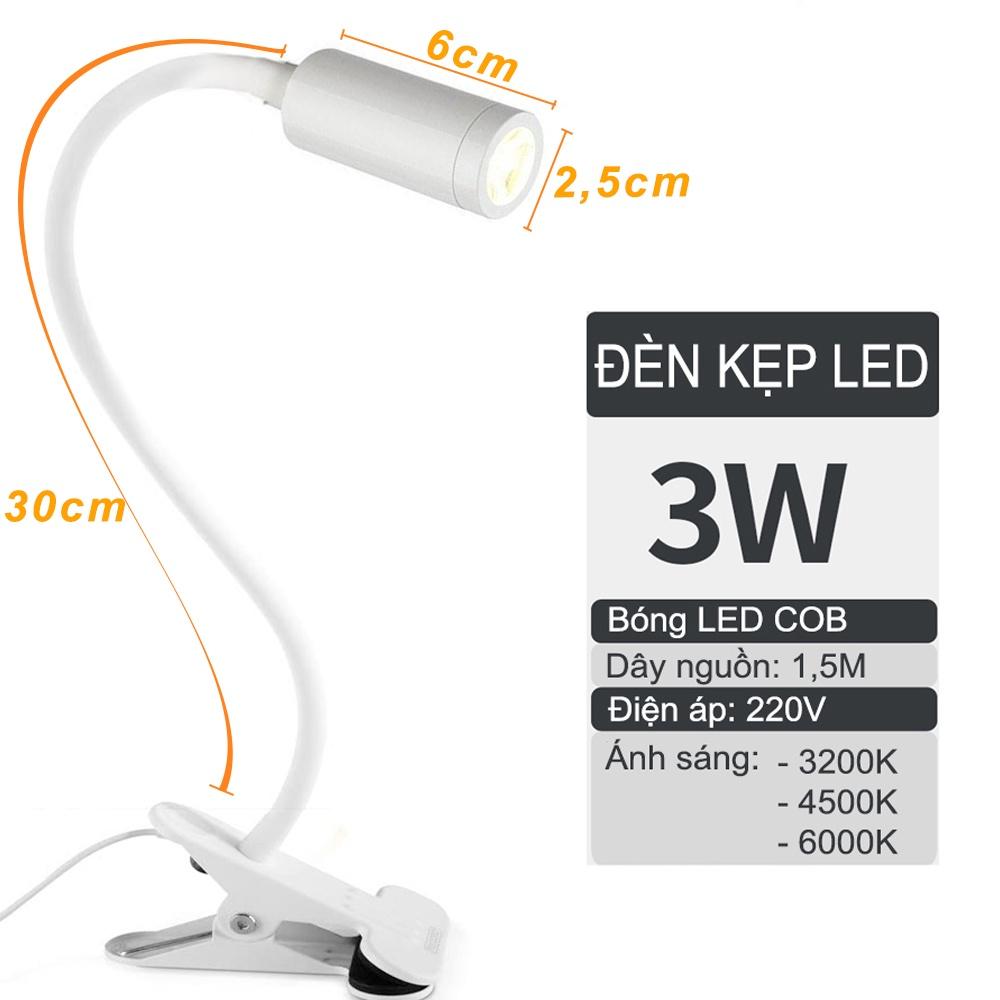 Đèn đọc sách kẹp đầu giường Led 3W, Loại ánh sáng chiếu rọi, Nguồn USB 5V