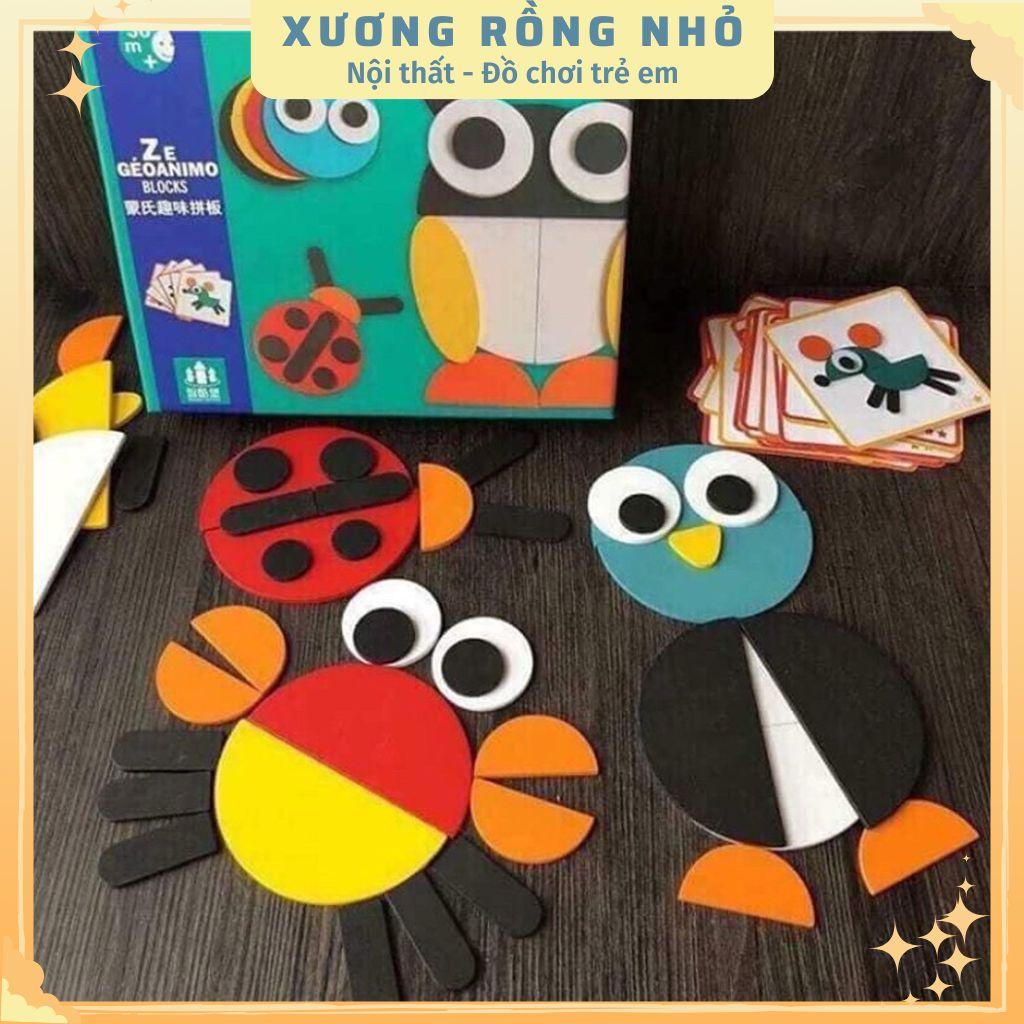 Giáo cụ gỗ - Đồ chơi gỗ ghép hình con vật phát triển tư duy cho bé