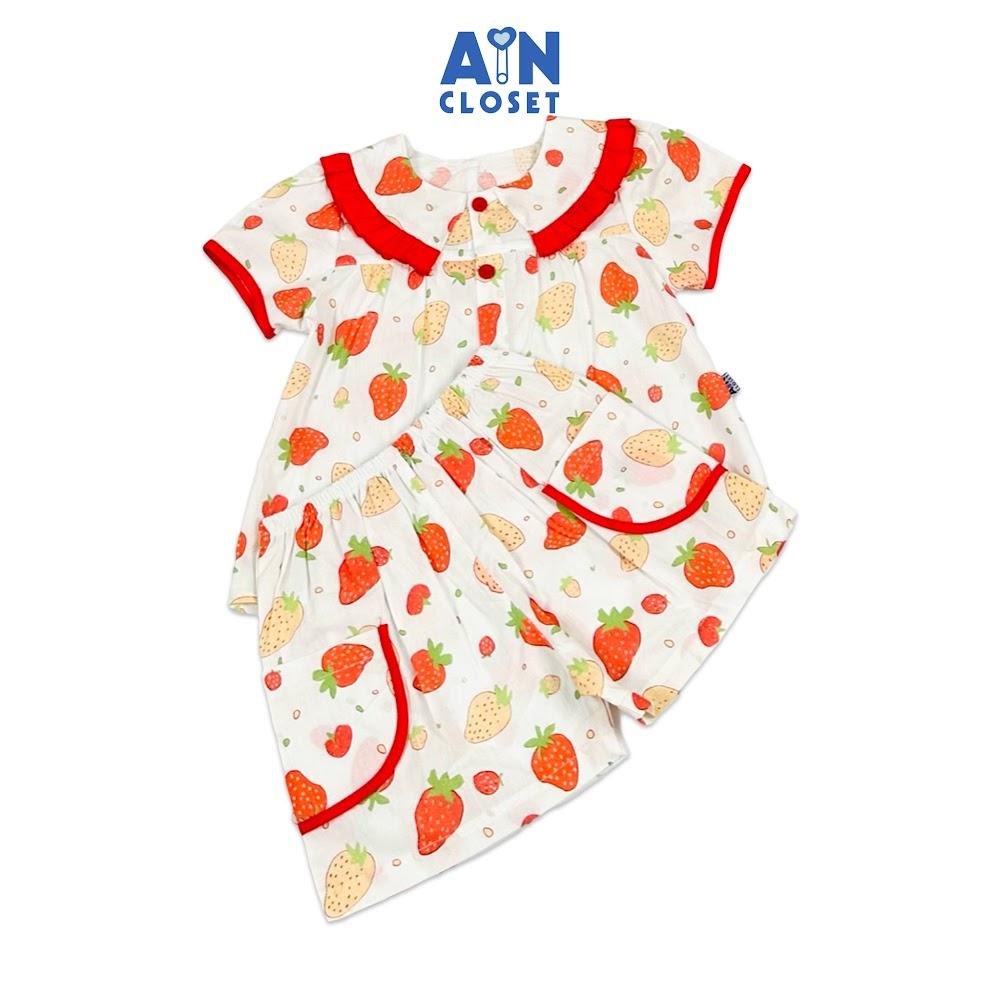 Bộ quần áo Ngắn bé gái họa tiết Dâu Cam cotton - AICDBGPHQILM - AIN Closet