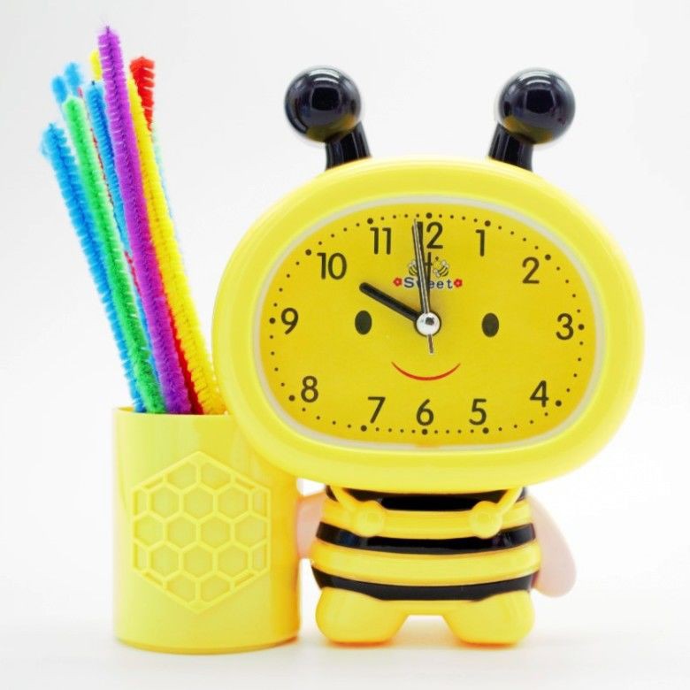 Đồng Hồ Để Bàn Kèm Ống Đựng Bút 2 in 1 Hình Con Ong Cho Bé