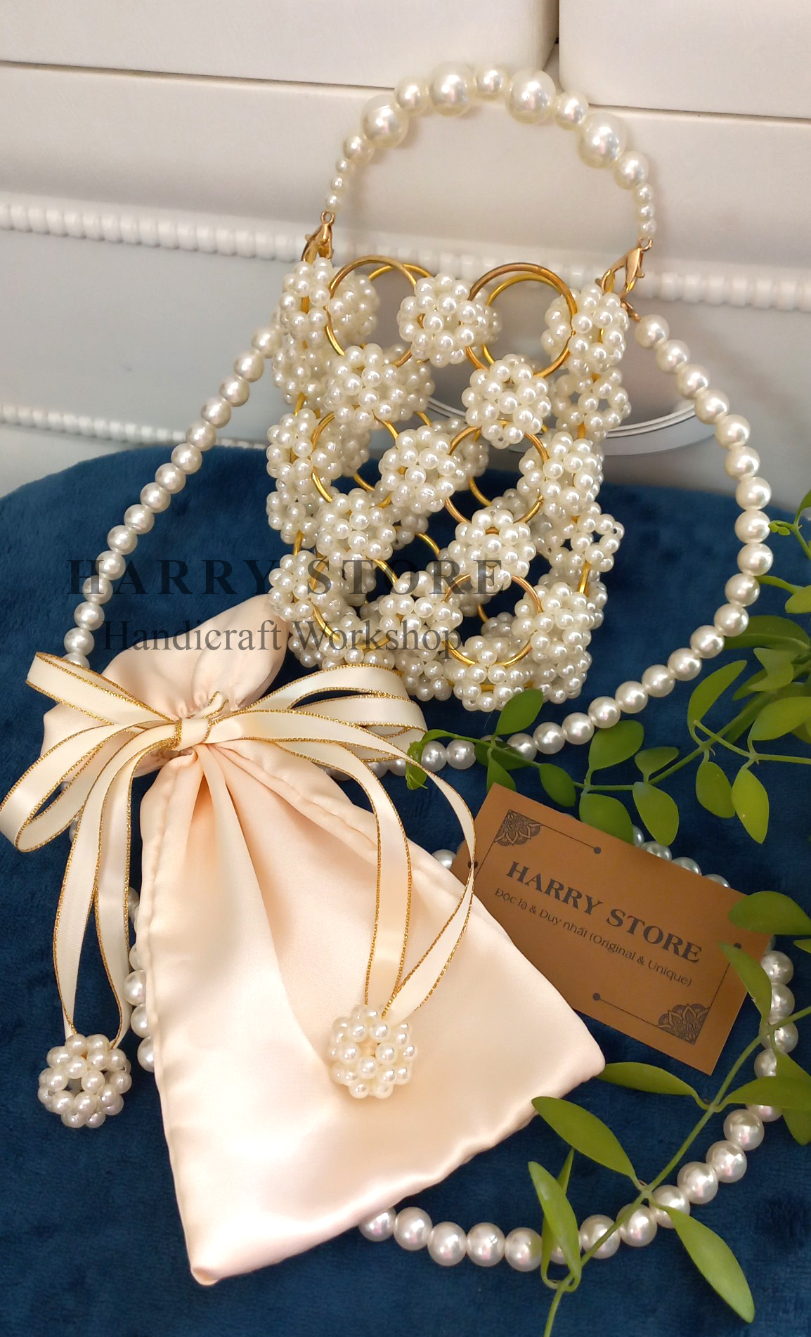 Túi handmade tự đan hạt ngọc trai HRRA-TT xu hướng thời trang kết hợp truyền thống và hiện đại