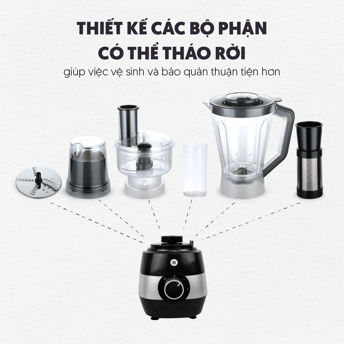 Máy Xay Thực Phẩm Đa Năng & Trong 1 Mishio MK323 - Hàng Chính Hãng