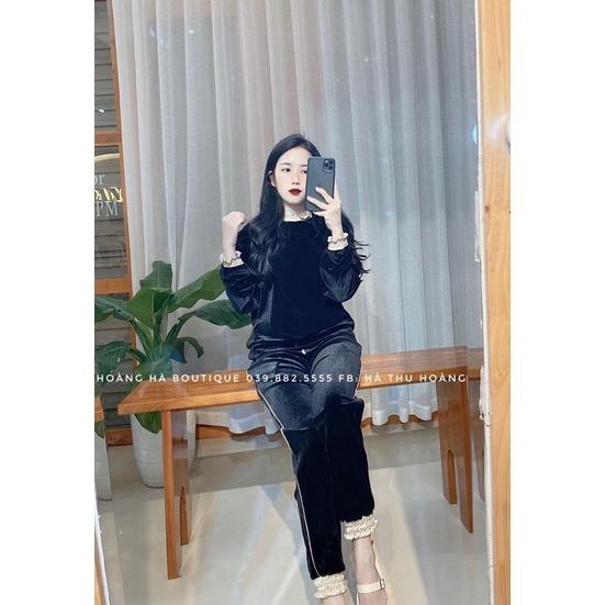 Set Bộ Nhung Bèo Chun, Bộ Nhung Dài Tay Có Ảnh Thật Kèm Video