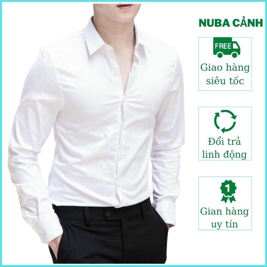 Áo sơ mi nam dài tay họa tiết chất vải lụa cá tính trẻ trung NUBA 10