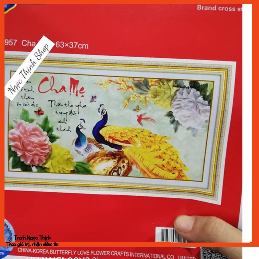 FreeShip 250k Toàn Quốc-Tranh thêu Cha mẹ đôi công 5D- DLH-88957- KT: 63x37Cm