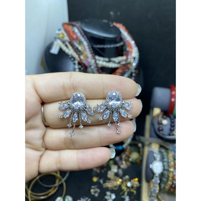Bông tai kiểu thiết kế, bạc âu 925