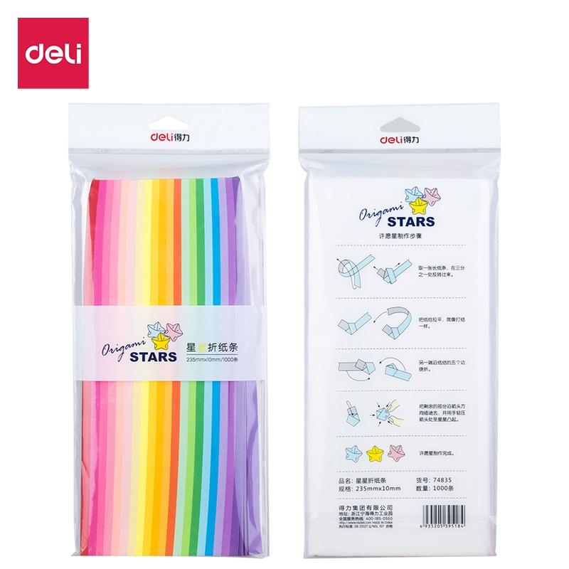 1000 tờ giấy gấp sao nhiều màu Deli - làm quà tặng, origami lucky star paper - 74834/74835